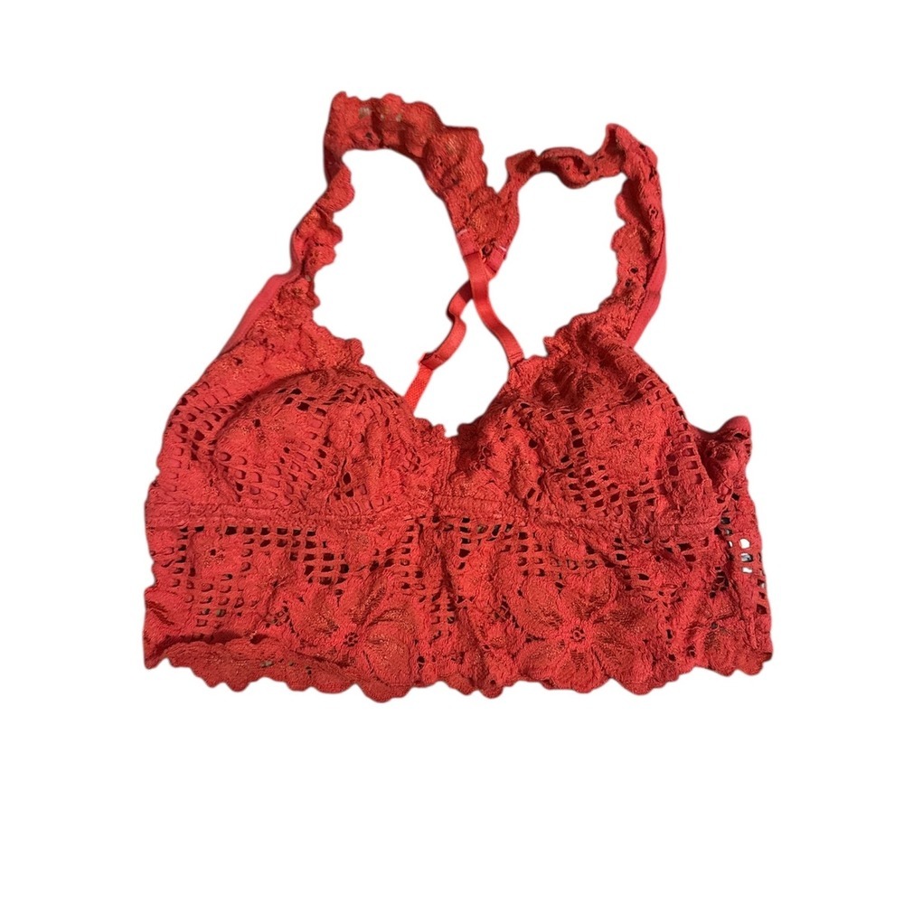 Aerie Red Floral Lace Bralette Racerback XS